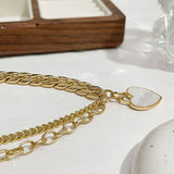 Chunky Cuban Chain Heart Pendant Necklace for Women