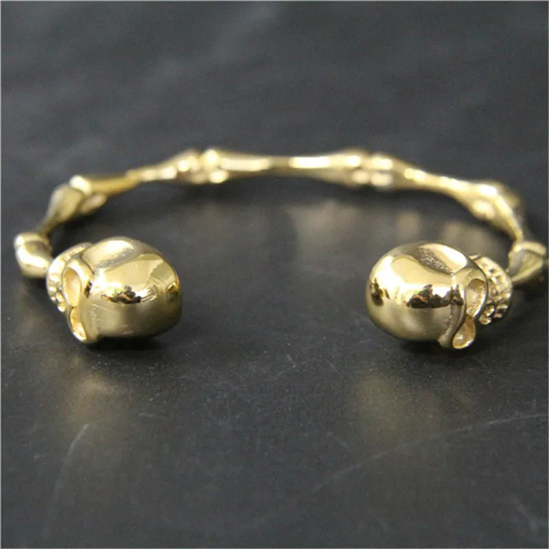 Golden Ghost Skeleton Bangle Man Biker Bracelet