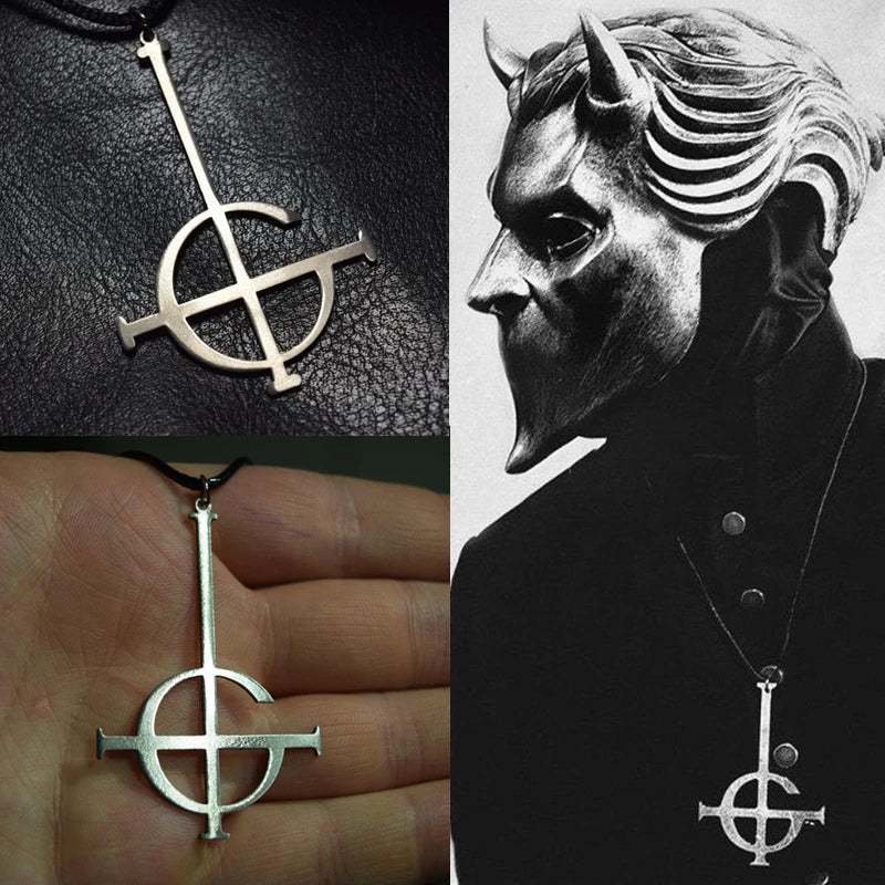 Ghost Nameless Ghoul Necklace Pendant Grucifix Papa Emeritus Patch Jewelry