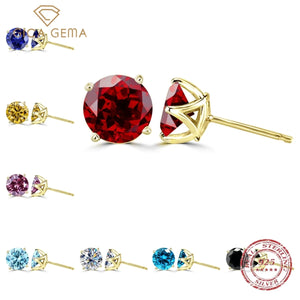 Gica Gema 925 Silver Earrings Multicolour CZ Crystal Ear Studs