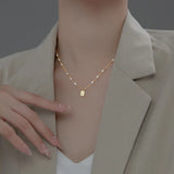 925 Silver Freshwater Pearl Star Pendant Necklace with Zircon Square Tag