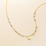 925 Silver Freshwater Pearl Star Pendant Necklace with Zircon Square Tag