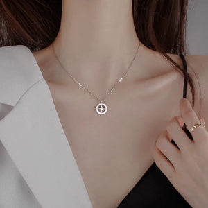 925 Silver 8-pointed Star Necklace Geometric Pendant Chain Jewelry