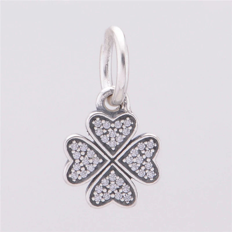 925 Silver Clear CZ Lucky Clover Pendant