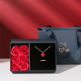 Rose Valentines Wedding Earrings Necklace Storage Case