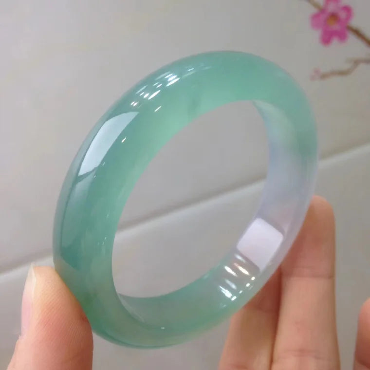 Natural Myanmar Jade A-Class 54mm-62mm Ice Light Green Bracelet