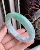 Natural Myanmar Jade A-Class Carved 54mm-62mm Light Flower Bracelet