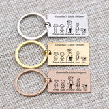 Family Love Key Chain with Pet Portrait Engraved - Gift for Grandparents
