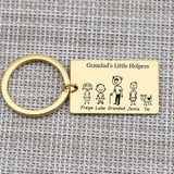Family Love Key Chain with Pet Portrait Engraved - Gift for Grandparents