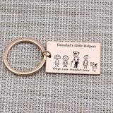 Family Love Key Chain with Pet Portrait Engraved - Gift for Grandparents