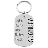 Personalized Dad Keychain with Family Names Dog Tag