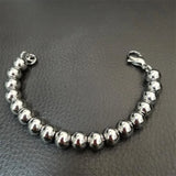 Stainless Steel Round Beads Bracelet Chain 10mm Width