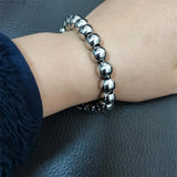 Stainless Steel Round Beads Bracelet Chain 10mm Width