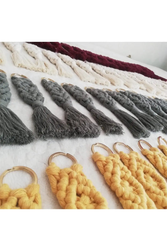 Set of 50 Macrame Keychains - Handmade Boho Key Rings for Gifts