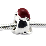 Red Christmas Kitten Charm Beads 925 Sterling Silver Jewelry