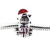 Red Christmas Kitten Charm Beads 925 Sterling Silver Jewelry