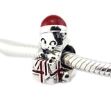Red Christmas Kitten Charm Beads 925 Sterling Silver Jewelry