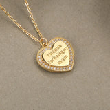 Heart Inlaid Zircon Pendant Necklace For Women Love Saying Mother's Gift