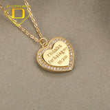 Heart Inlaid Zircon Pendant Necklace For Women Love Saying Mother's Gift