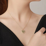 Heart Inlaid Zircon Pendant Necklace For Women Love Saying Mother's Gift
