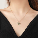 Heart Inlaid Zircon Pendant Necklace For Women Love Saying Mother's Gift