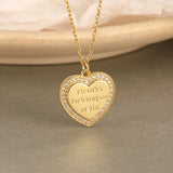 Heart Inlaid Zircon Pendant Necklace For Women Love Saying Mother's Gift