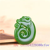 Green Jade Dragon Pendant Charm Natural Amulet Jewelry Jadeite Chinese Necklace