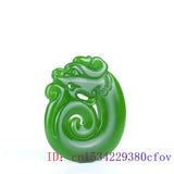 Green Jade Dragon Pendant Charm Natural Amulet Jewelry Jadeite Chinese Necklace