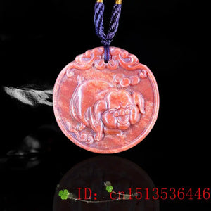 Natural Jadeite Necklace Jade Pig Pendant Charm Jewelry Green Chinese Amulet