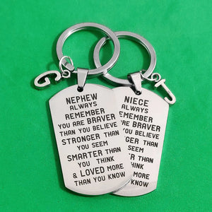 Lettering Keychain for Car Keys Military Tags Stainless Steel