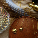 Mom Beads Chain Heart Pendant Necklaces For Women Girls Stainless Steel Jewelry