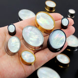 Stainless Steel Double Flared Shell Ear Gauges Pair