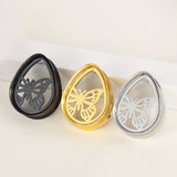 2 PCS Stainless Steel Flared Ear Plugs Butterfly Teardrop Tunnels