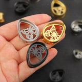 2 PCS Stainless Steel Flared Ear Plugs Butterfly Teardrop Tunnels