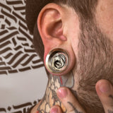 Giga 2 PCS Stainless Steel Ear Plugs Ink-Painting Double Flared Tunnel Gauges
