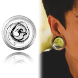 Giga 2 PCS Stainless Steel Ear Plugs Ink-Painting Double Flared Tunnel Gauges