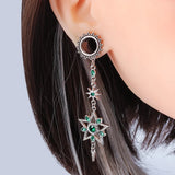 2PCS Stainless Steel Star Moon Ear Gauges Plugs Tunnels Earring