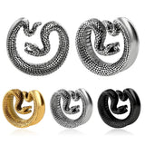 2PCS Stainless Steel Sanke Saddle Ear Plugs Gauge Stretched Earlobe Tunnel