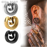 2PCS Stainless Steel Sanke Saddle Ear Plugs Gauge Stretched Earlobe Tunnel