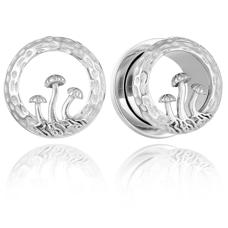Stainless Steel Ear Plugs Gauges Magic Mushroom Tunnels 6mm-16mm