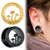 Stainless Steel Ear Plugs Gauges Magic Mushroom Tunnels 6mm-16mm