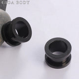 2pcs 2-30mm Stainless Steel Ear Tunnels Plugs Gold/Black Expander Stretcher