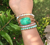 Gild Amazonite Charm Wrap Bracelet 5-Strand Leather Boho Friendship Dropship