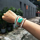 Gild Amazonite Charm Wrap Bracelet 5-Strand Leather Boho Friendship Dropship