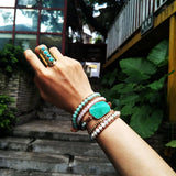 Gild Amazonite Charm Wrap Bracelet 5-Strand Leather Boho Friendship Dropship