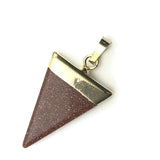 Triangle Geometric Pendants with Natural Quartz, Opal, Tiger Eye, Amethysts