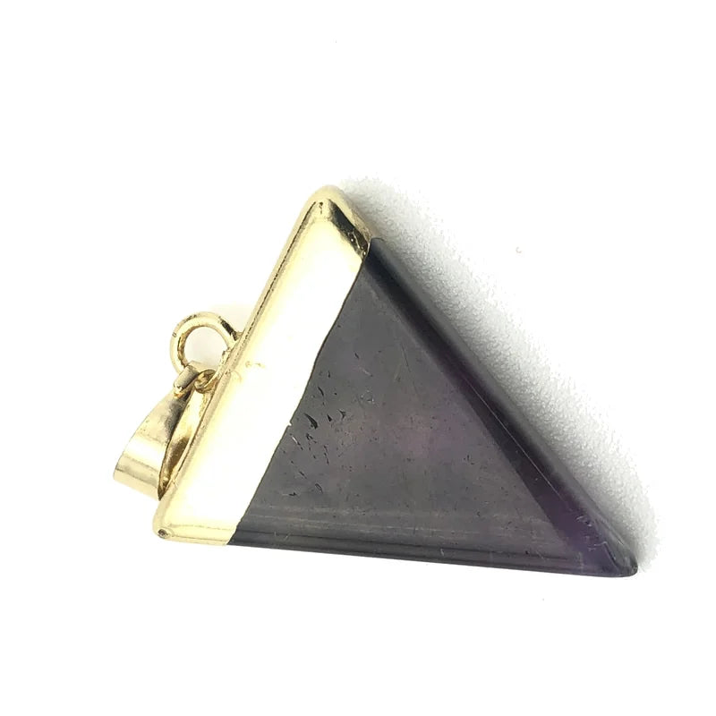 Triangle Geometric Pendants with Natural Quartz, Opal, Tiger Eye, Amethysts