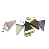 Triangle Geometric Pendants with Natural Quartz, Opal, Tiger Eye, Amethysts