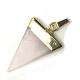 Triangle Geometric Pendants with Natural Quartz, Opal, Tiger Eye, Amethysts