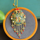 Elegant Hetian Jade Carp Pearl Necklace Pendant Silver Jewelry